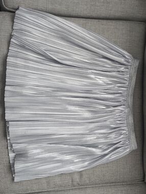 L 14 16 Epic Threads Silver Grey Glitter Shimmer Accordian Elastic Waist Skirt